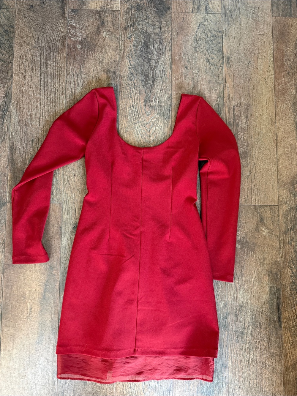 Abercrombie & Fitch Red Long-Sleeve Scoop Neck Mini Dress